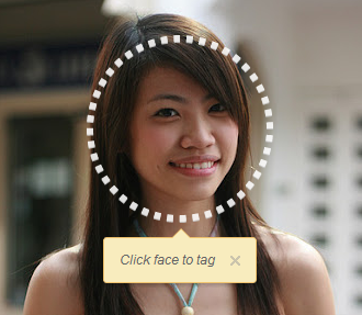 Image of girl with icon around face to demonstrate the tag feature on social networks